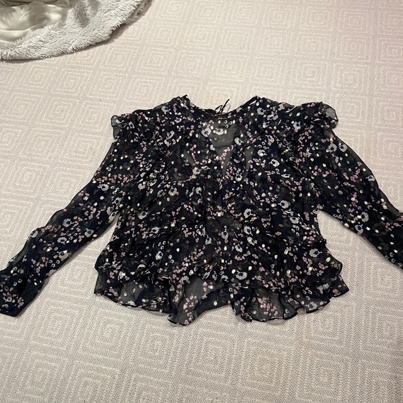 Authentic Isabel Marant midnight blue floral silk blouse - Picture 2 of 3